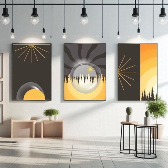 Tranquil Sunset Scenes, Golden Hour Nature Wall Decor, Set of 3 Digital Prints, - Picture 4 of 7